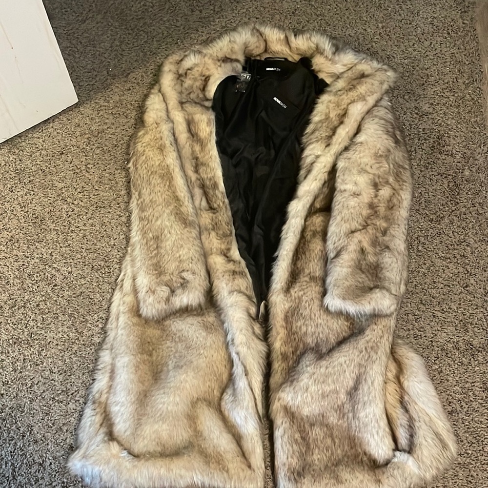 Fashinova mens fur coat size S